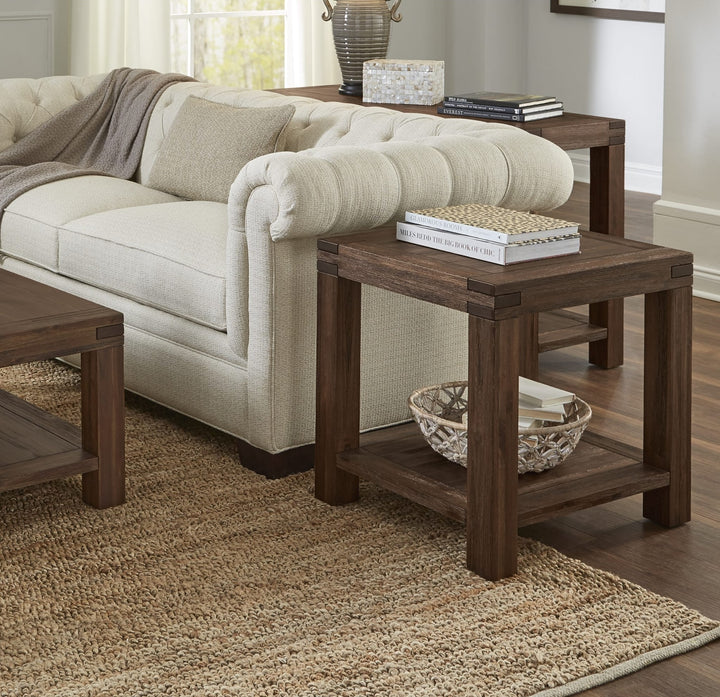 Meadow Solid Wood End Table in Brick Brown — lifestyle photo