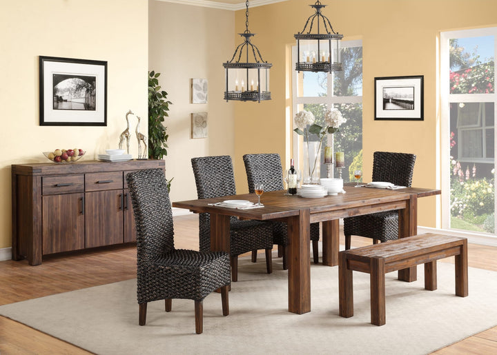 Meadow Solid Wood Extending Dining Table in Brick Brown — lifestyle photo