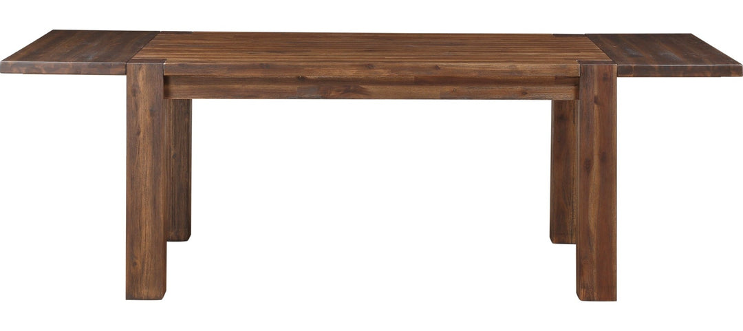 Meadow Solid Wood Extending Dining Table in Brick Brown — product view on a white background
