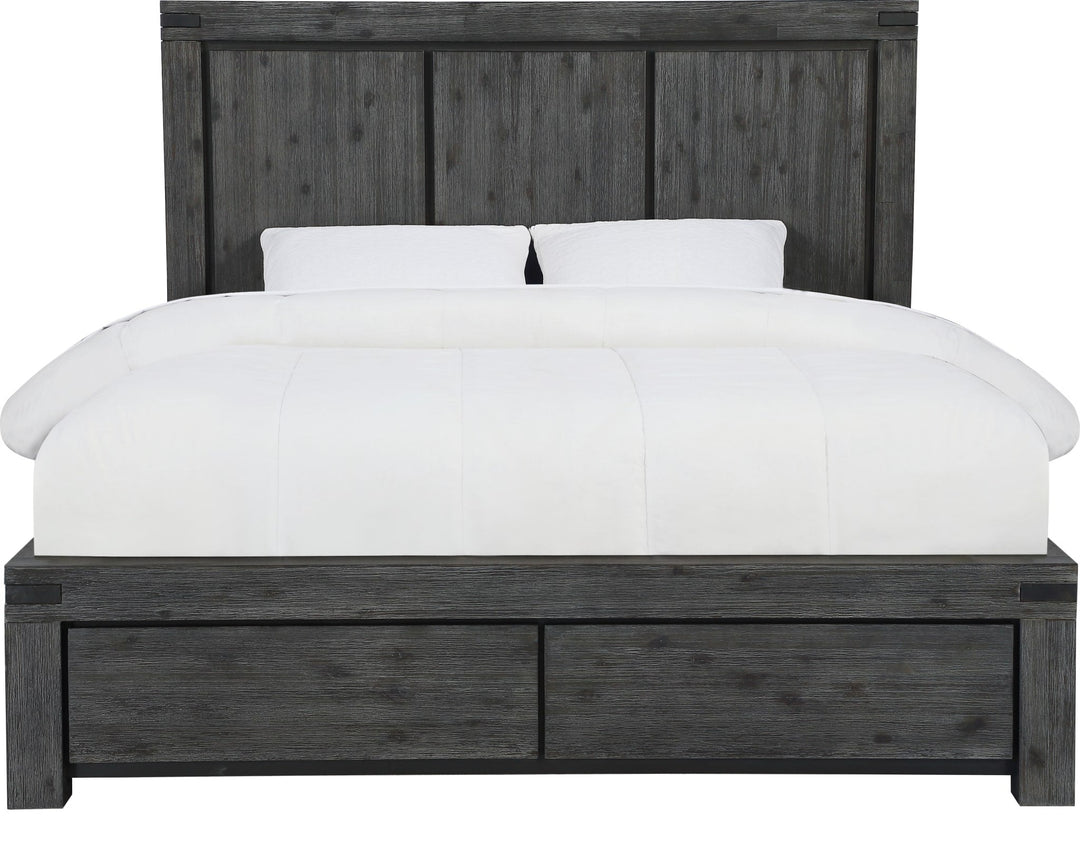 Meadow Solid Wood Footboard Storage Bed in Graphite — white background, front view