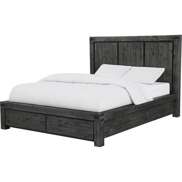 Meadow Solid Wood Footboard Storage Bed in Graphite — white background, angled view