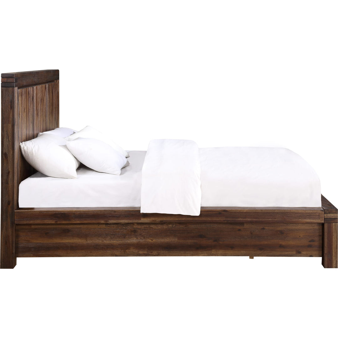 Meadow Solid Wood Footboard Storage Bed in Brick Brown — white background, side profile