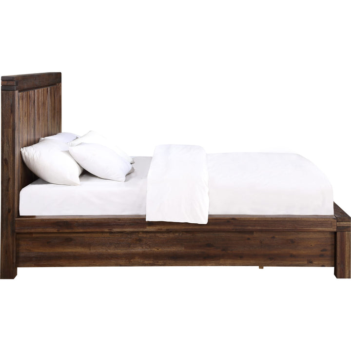 Meadow Solid Wood Footboard Storage Bed in Brick Brown — white background, side profile