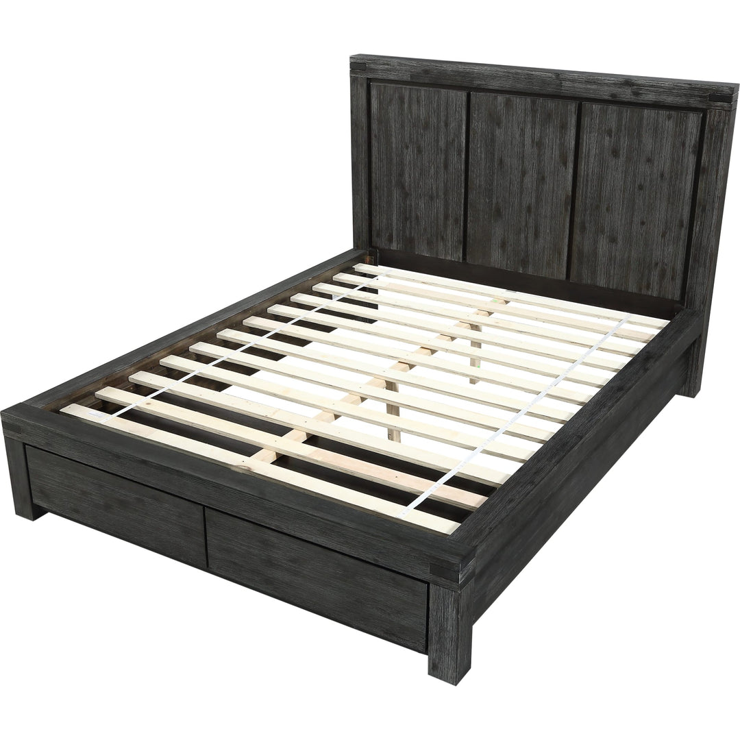 Meadow Solid Wood Footboard Storage Bed in Graphite — without mattress, showing slat platform
