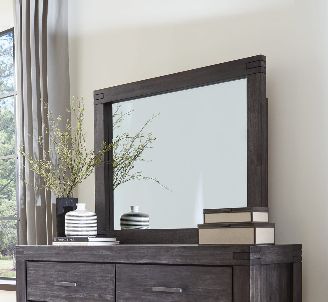 Meadow Solid Wood Mirror in Graphite — styled on the matching dresser (sold separately)