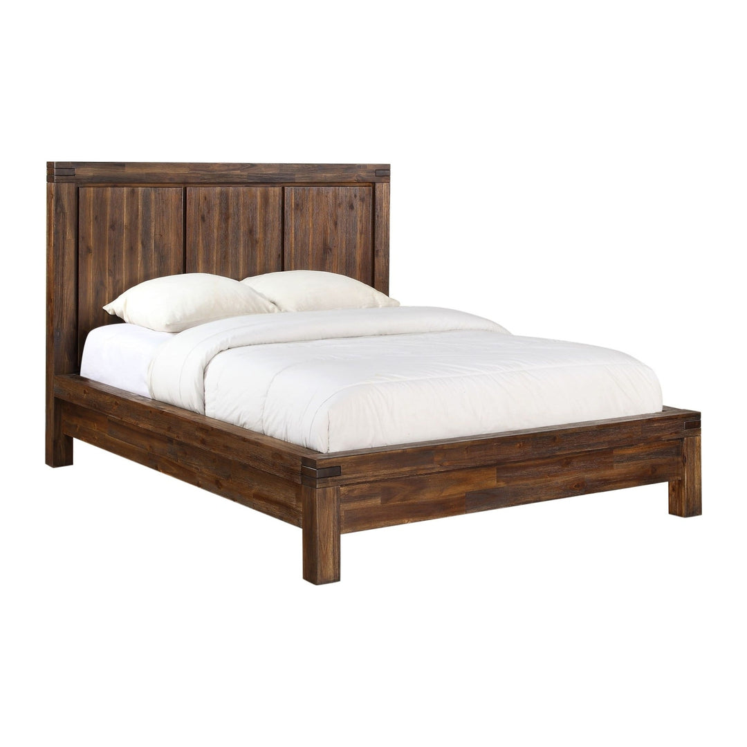 Meadow Solid Wood Platform Bed by Modus in Brick Brown — white background, angled view