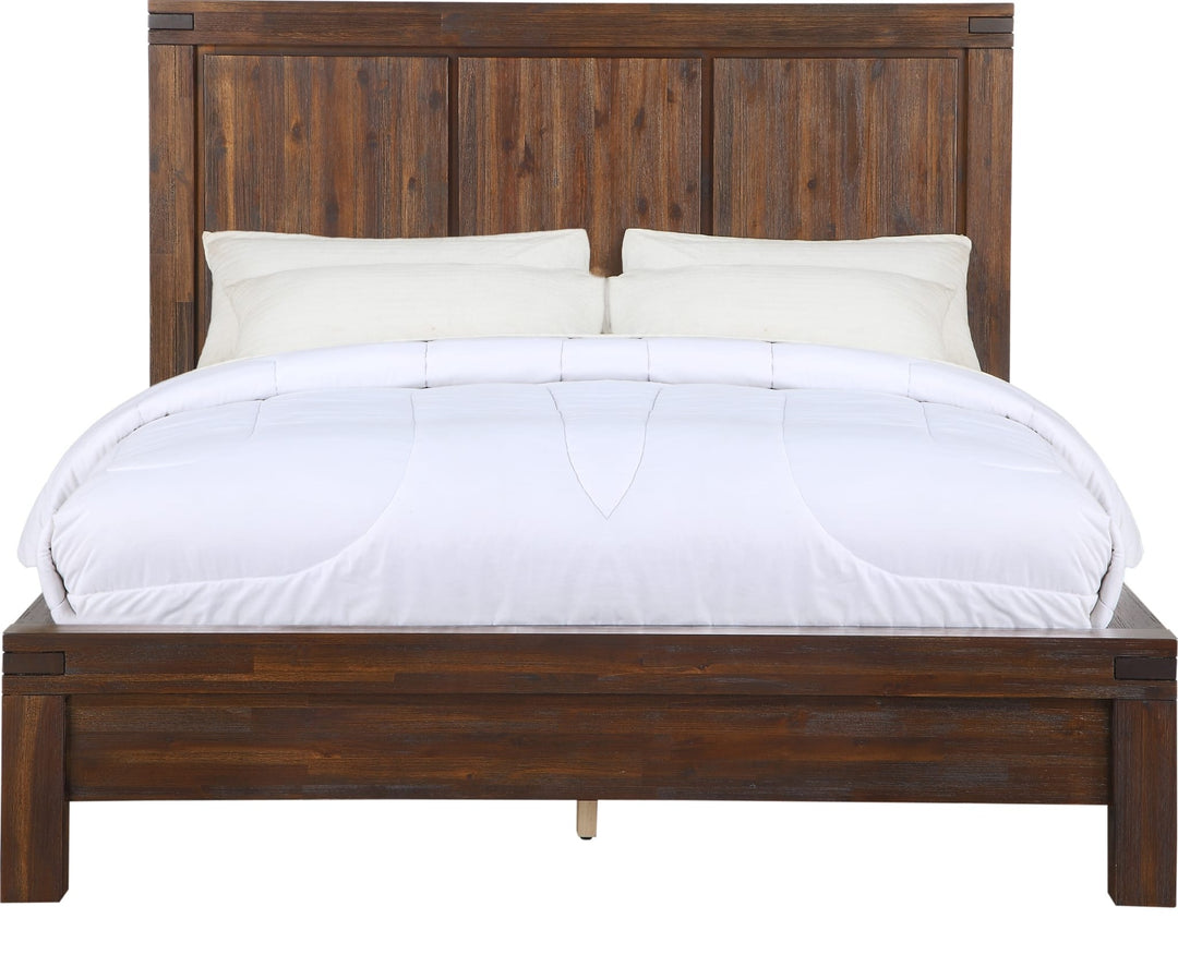 Meadow Solid Wood Platform Bed in Brick Brown — white background, front view