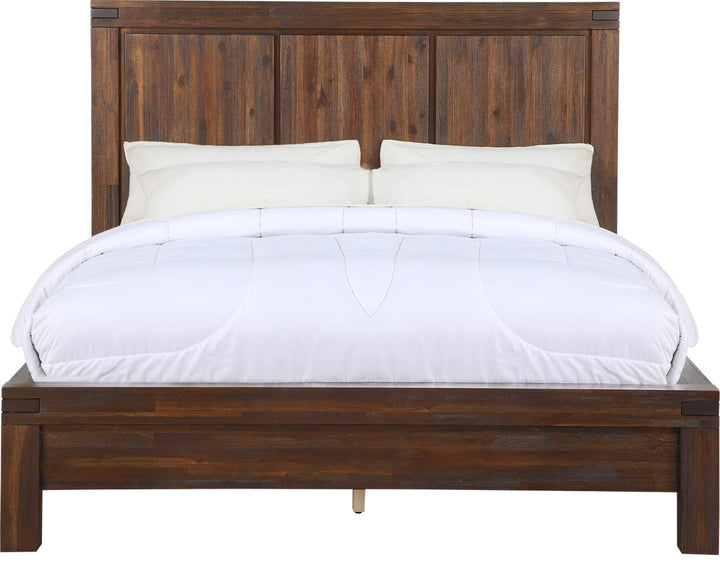 Meadow Solid Wood Platform Bed in Brick Brown — white background, front view
