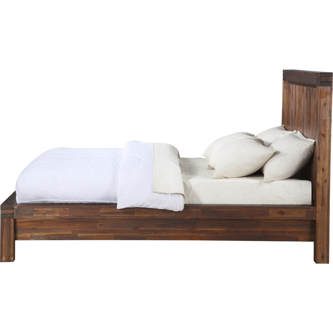 Meadow Solid Wood Platform Bed in Brick Brown — white background, side profile