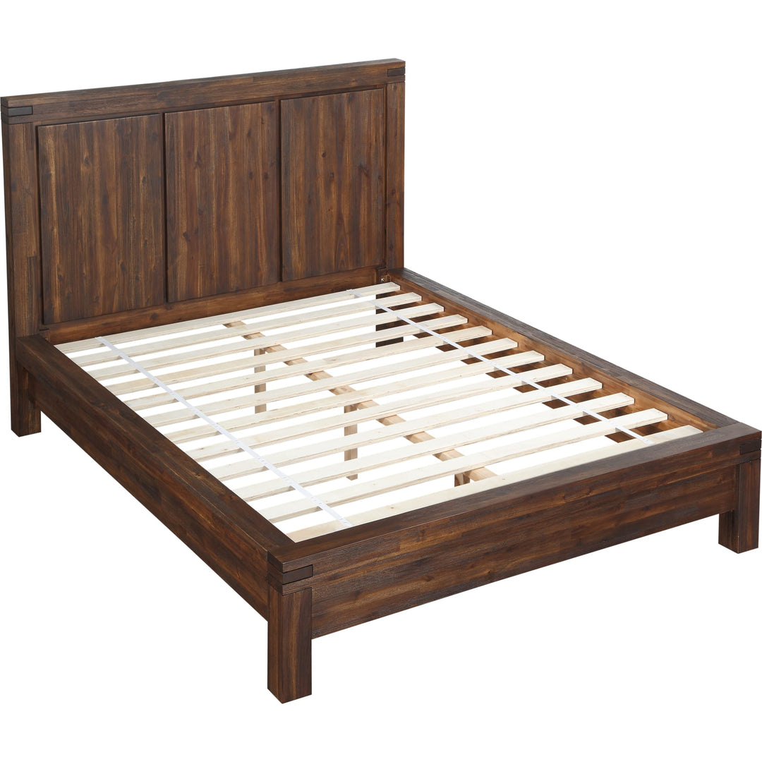 Meadow Solid Wood Platform Bed in Brick Brown — without mattress, showing slat platform