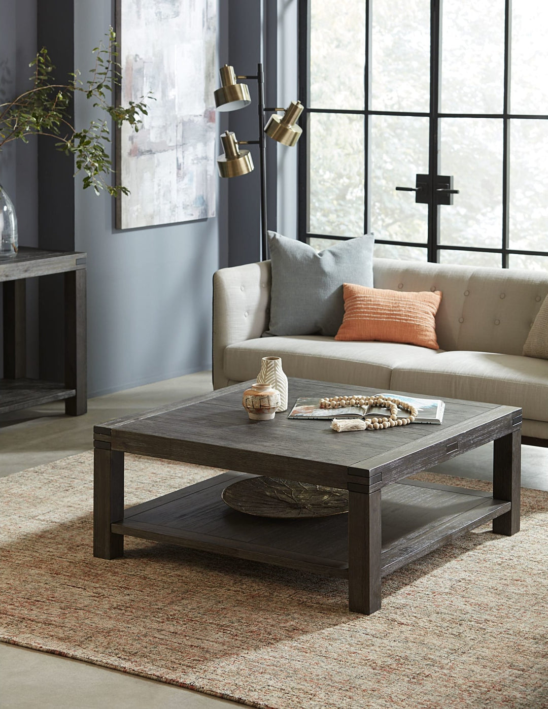 Meadow Solid Wood Square Coffee Table in Graphite — lifestyle photo