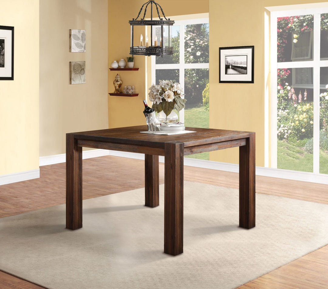 Meadow Solid Wood Square Counter Table in Brick Brown — lifestyle photo
