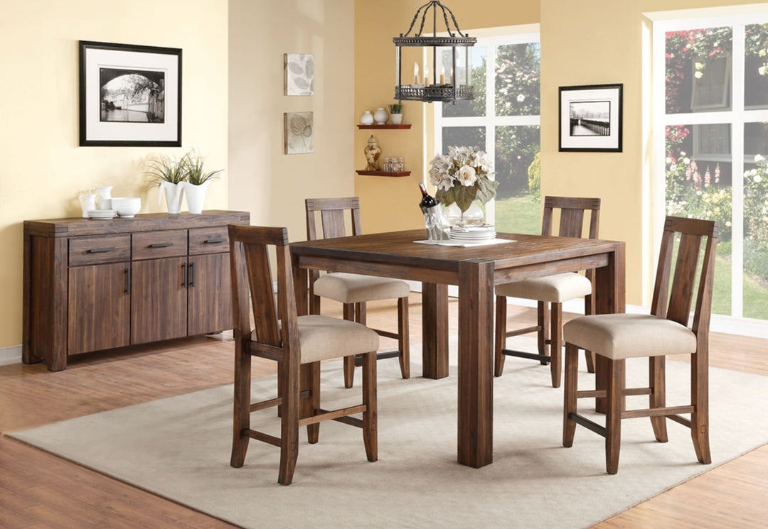 Meadow Solid Wood Square Counter Table in Brick Brown — lifestyle photo