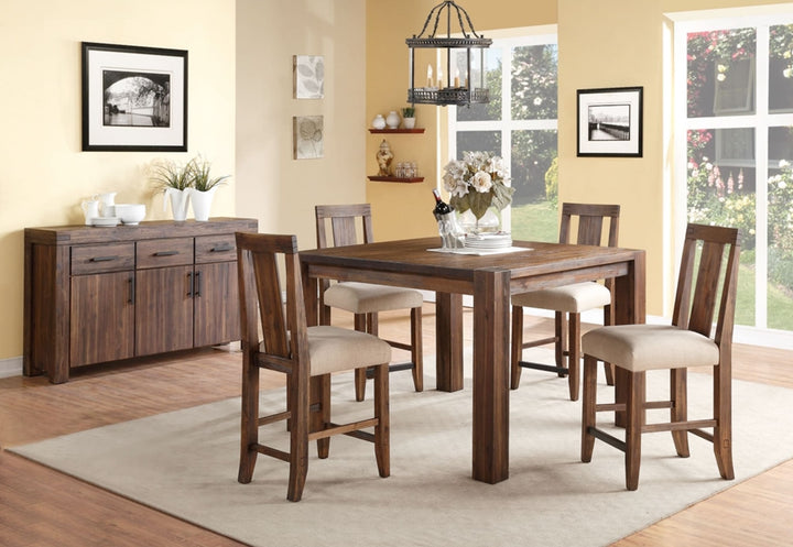 Meadow Solid Wood Square Counter Table in Brick Brown — lifestyle photo