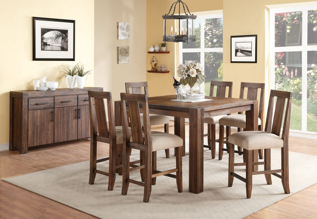 Meadow Solid Wood Square Counter Table in Brick Brown — lifestyle photo