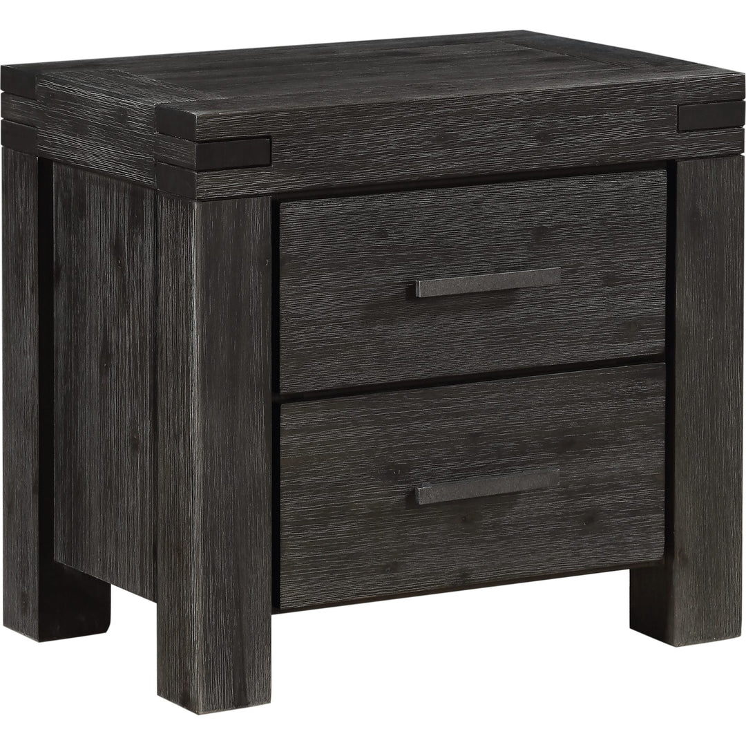 Meadow Two Drawer Solid Wood Nightstand in Graphite — on a white background