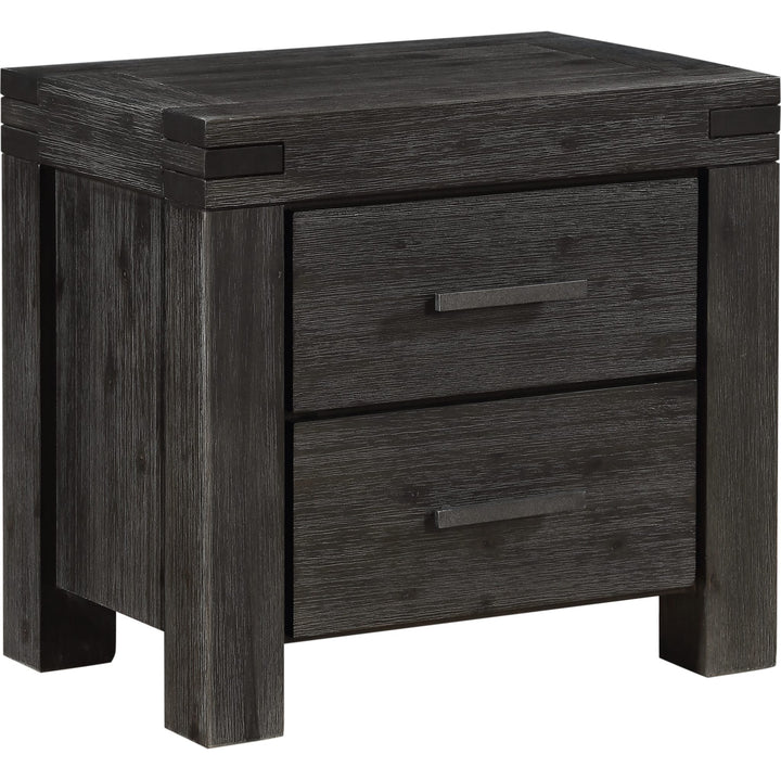Meadow Two Drawer Solid Wood Nightstand in Graphite — on a white background