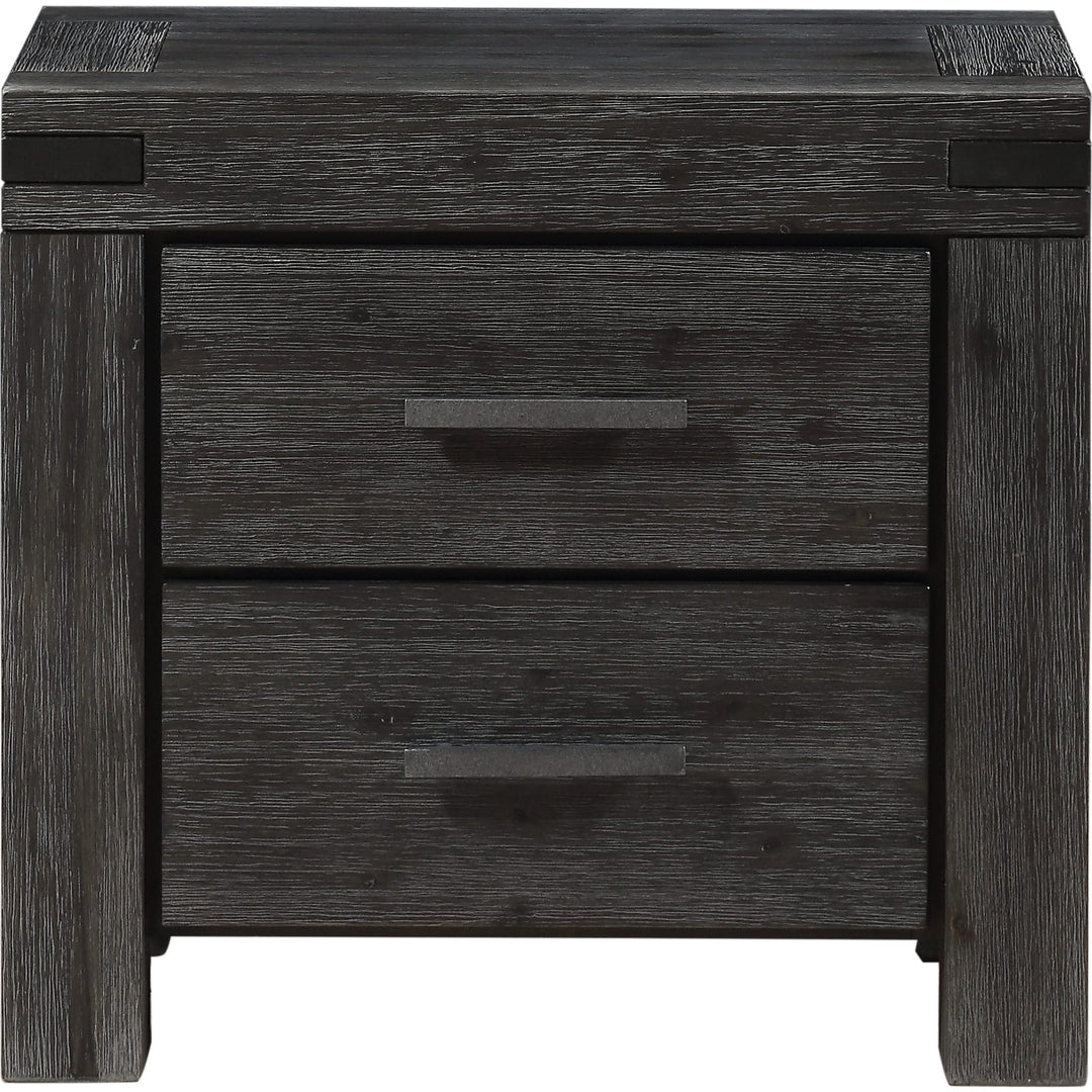 Meadow Two Drawer Solid Wood Nightstand in Graphite — on a white background