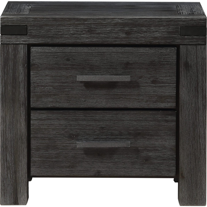 Meadow Two Drawer Solid Wood Nightstand in Graphite — on a white background