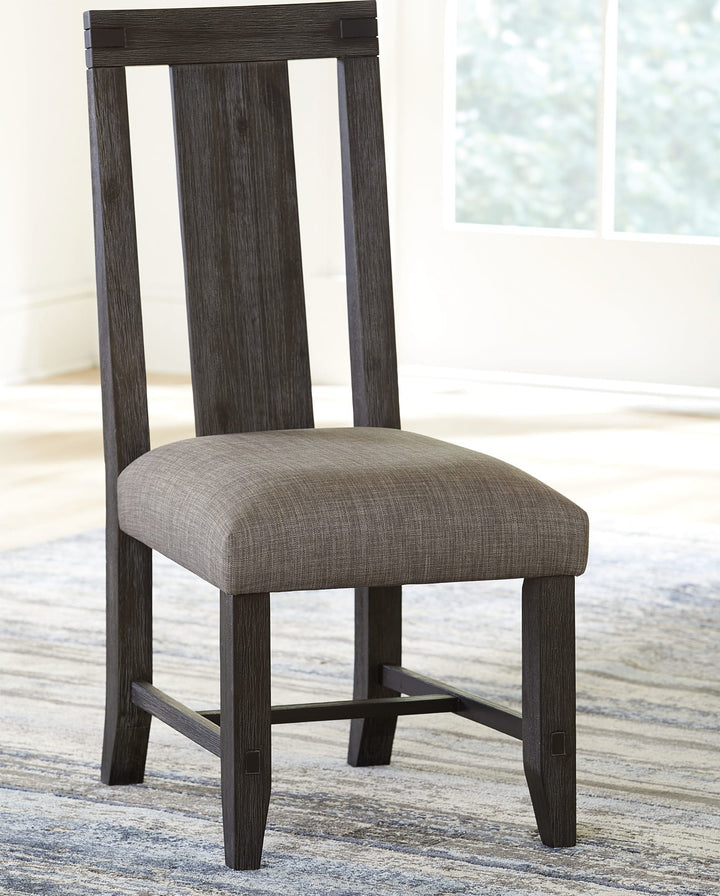 Meadow Upholstered Dining Chair in Graphite — lifestyle photo