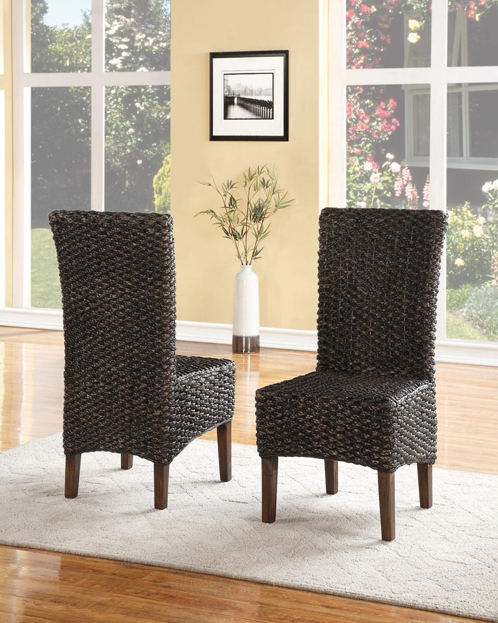 Meadow Wicker Dining Chair in Brick Brown — lifestyle photo