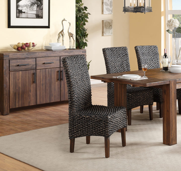 Meadow Wicker Dining Chair in Brick Brown — lifestyle photo