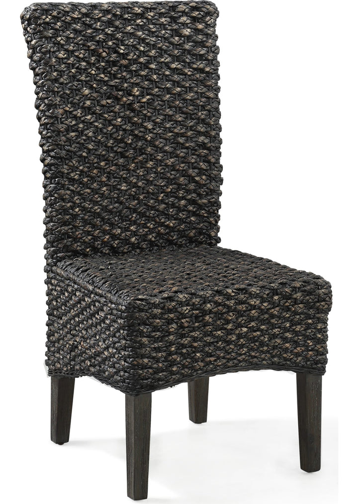 Meadow Wicker Dining Chair in Graphite — product view on a white background