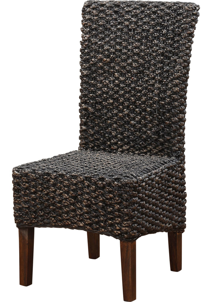 Meadow Wicker Dining Chair in Brick Brown — product view on a white background