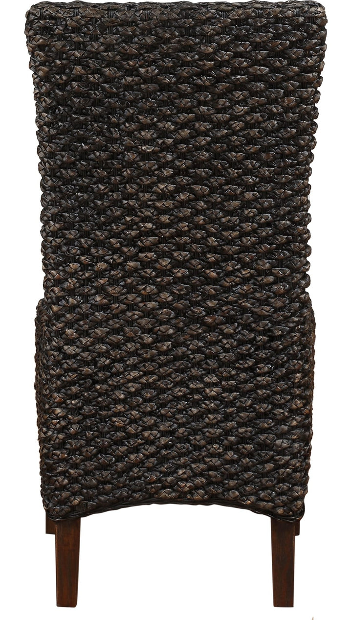 Meadow Wicker Dining Chair in Brick Brown — product view on a white background