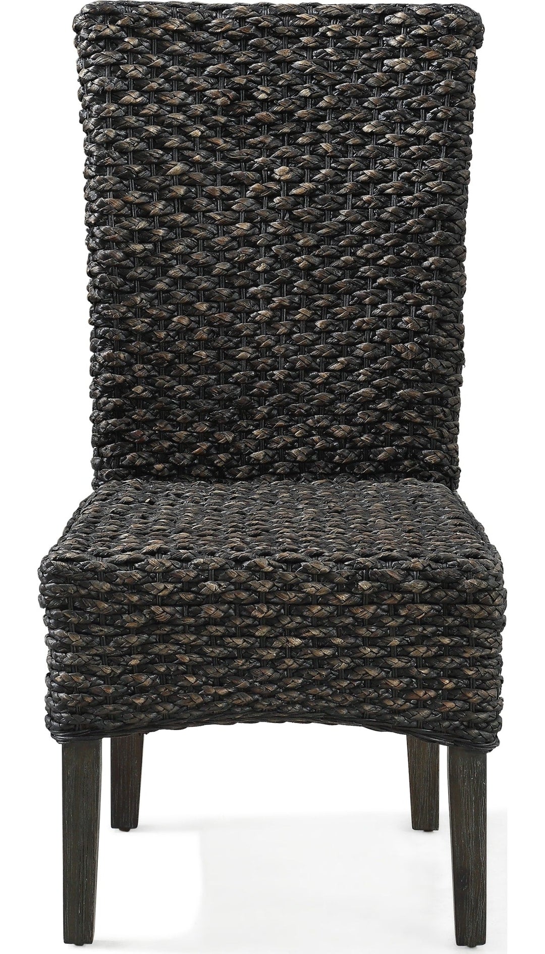 Meadow Wicker Dining Chair in Graphite — product view on a white background