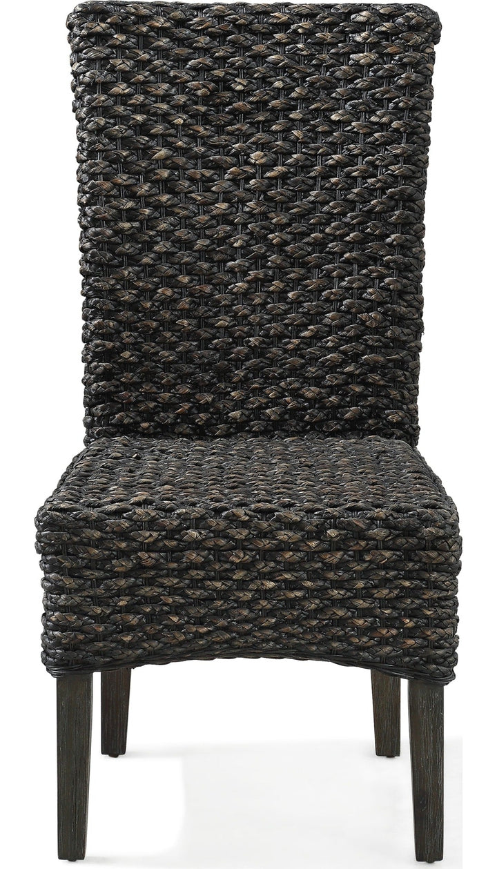 Meadow Wicker Dining Chair in Graphite — product view on a white background