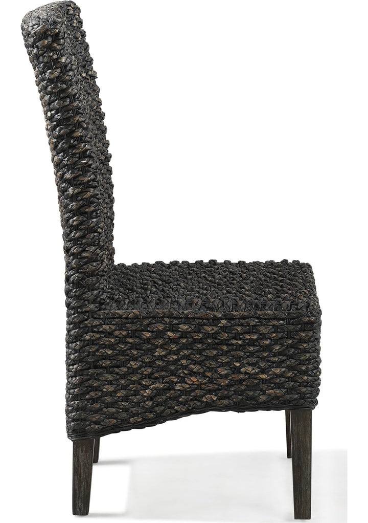 Meadow Wicker Dining Chair in Graphite — product view on a white background