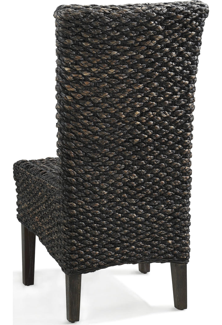 Meadow Wicker Dining Chair in Graphite — product view on a white background