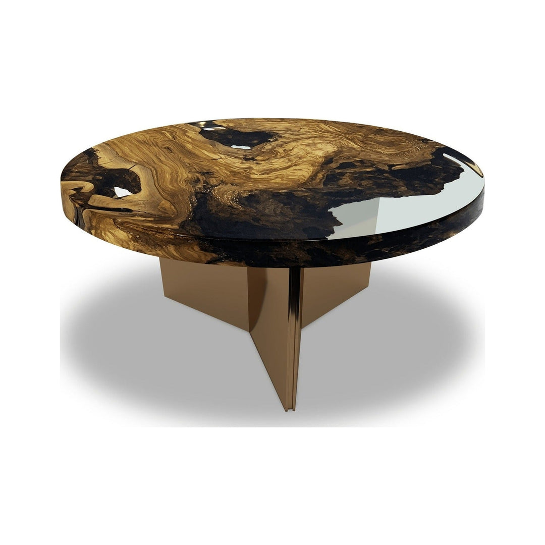 Medea Olive Wood Round Coffee Table Arditi Collection