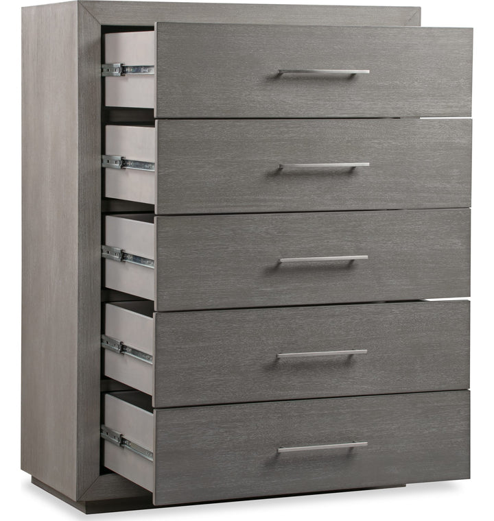 Melbourne Five Drawer Chest in Mineral — with drawers open