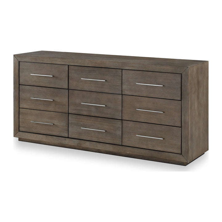 Melbourne Nine Drawer Dresser by Modus in Dark Pine — on a white background