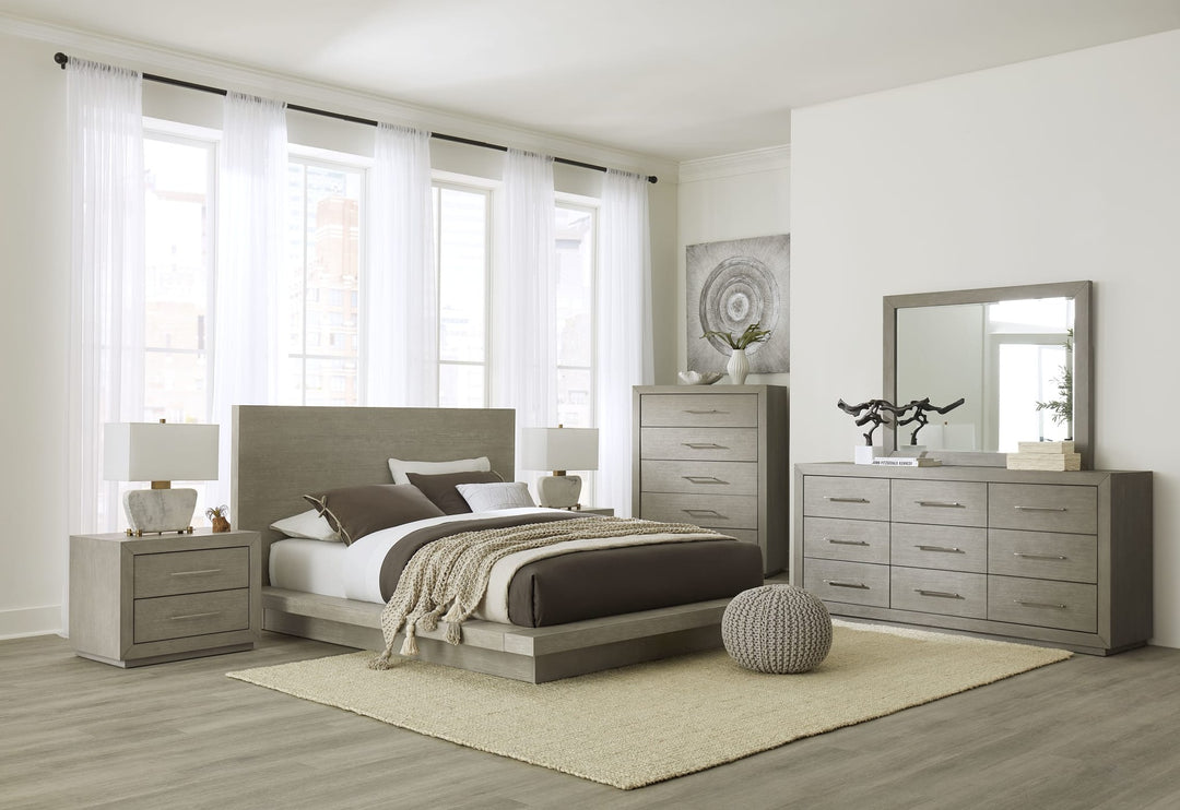 Melbourne Nine Drawer Dresser in Mineral — in a bedroom setting