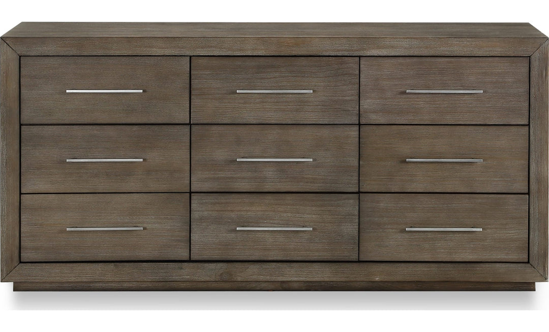 Melbourne Nine Drawer Dresser in Dark Pine — on a white background