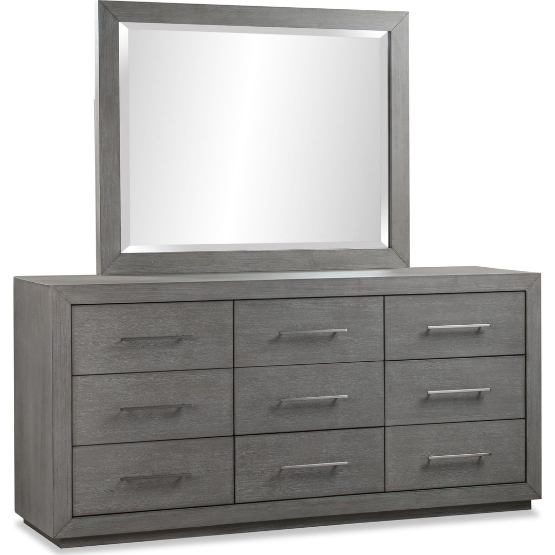 Melbourne Nine Drawer Dresser in Mineral — on a white background with the matching mirror (sold separately)