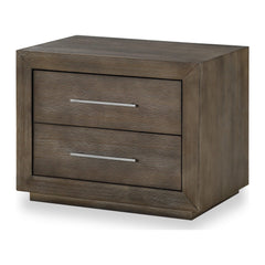 Melbourne Two Drawer Nightstand with USB by Modus in Dark Pine — on a white background