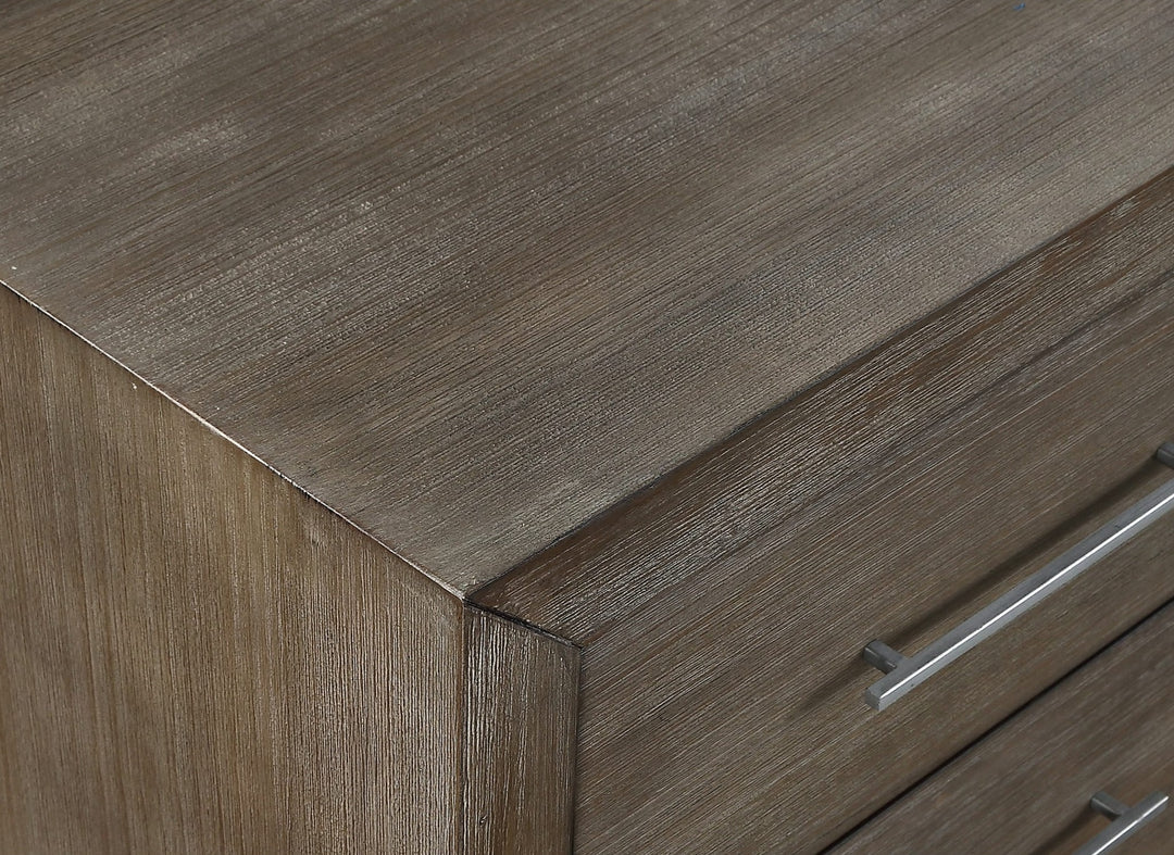 Melbourne Two Drawer Nightstand with USB in Dark Pine — detail view