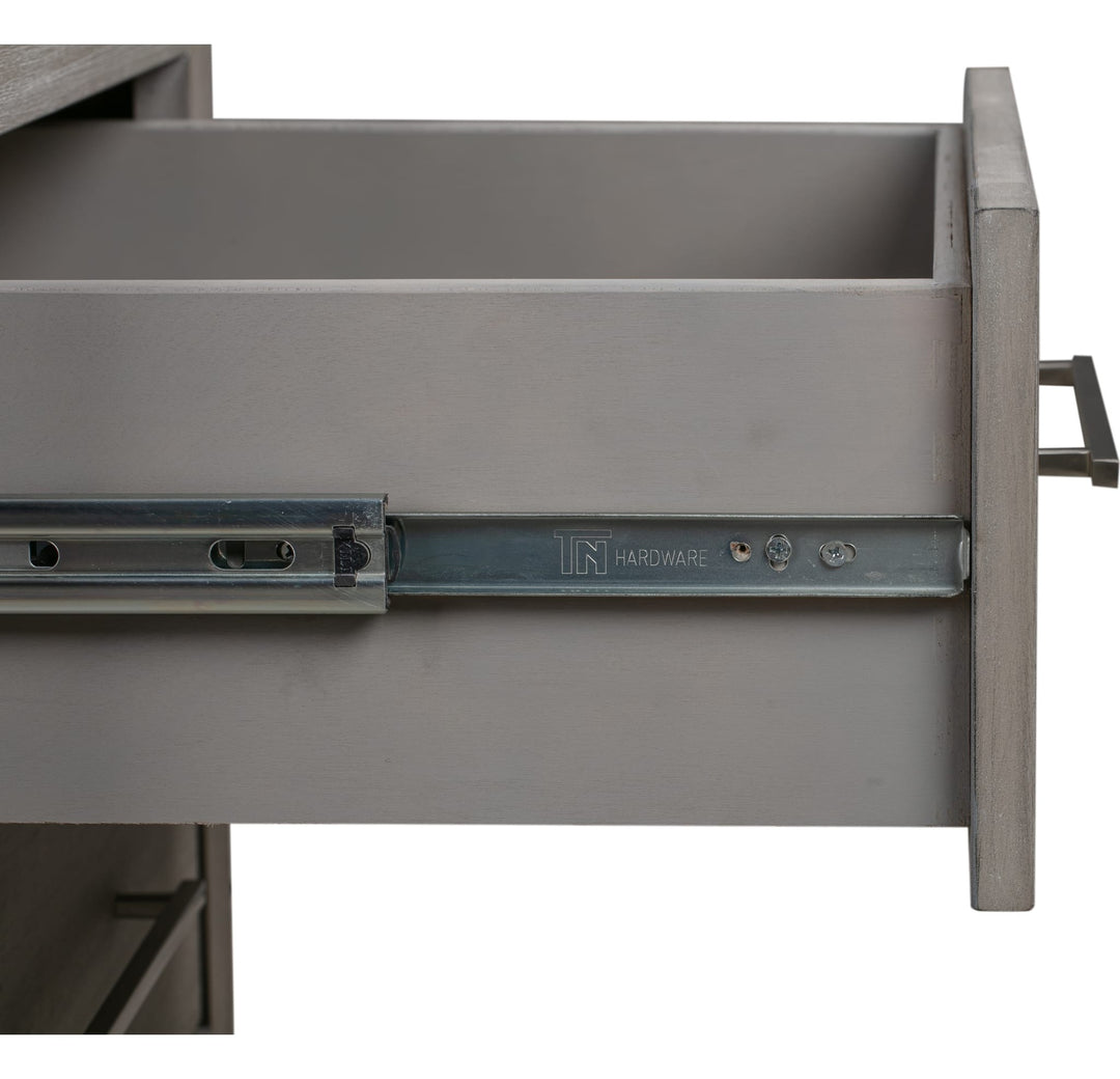 Melbourne Two Drawer Nightstand with USB in Mineral — with drawers open