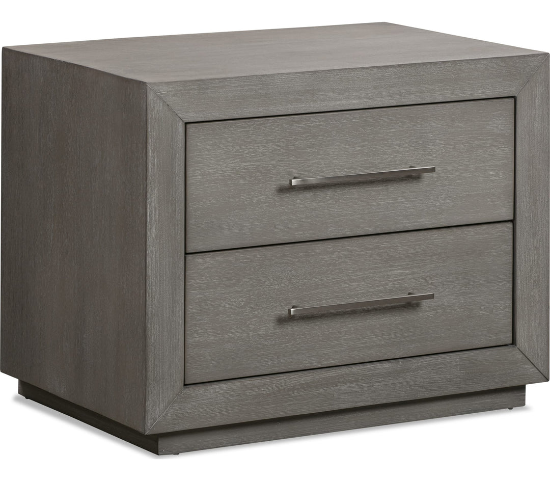Melbourne Two Drawer Nightstand with USB in Mineral — on a white background