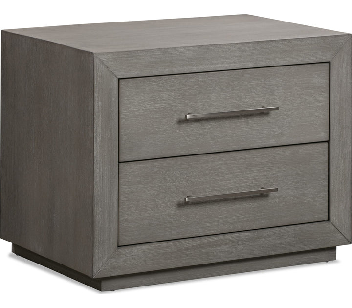 Melbourne Two Drawer Nightstand with USB in Mineral — on a white background