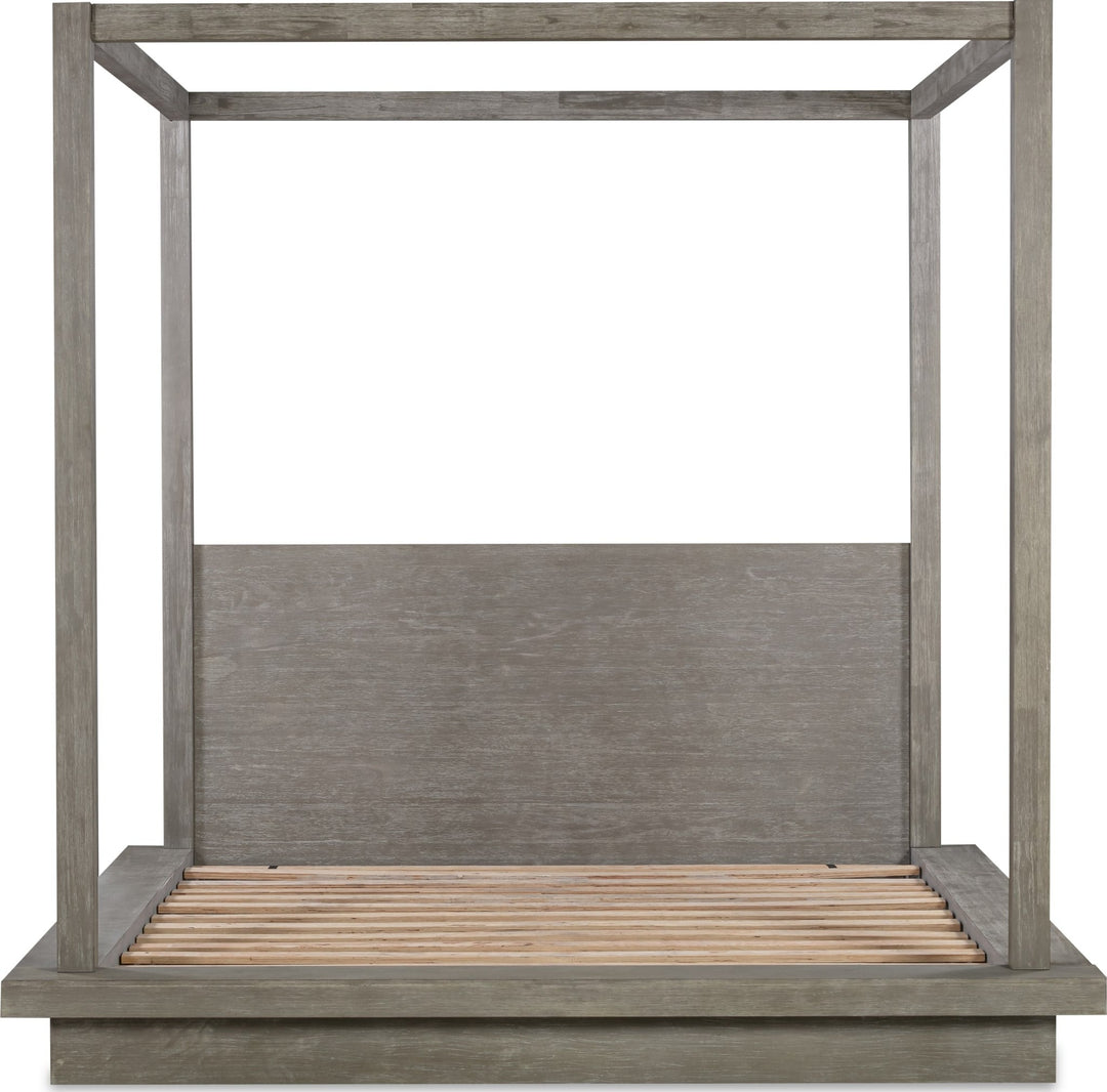 Melbourne Wood Canopy Bed in Mineral — front view without mattress