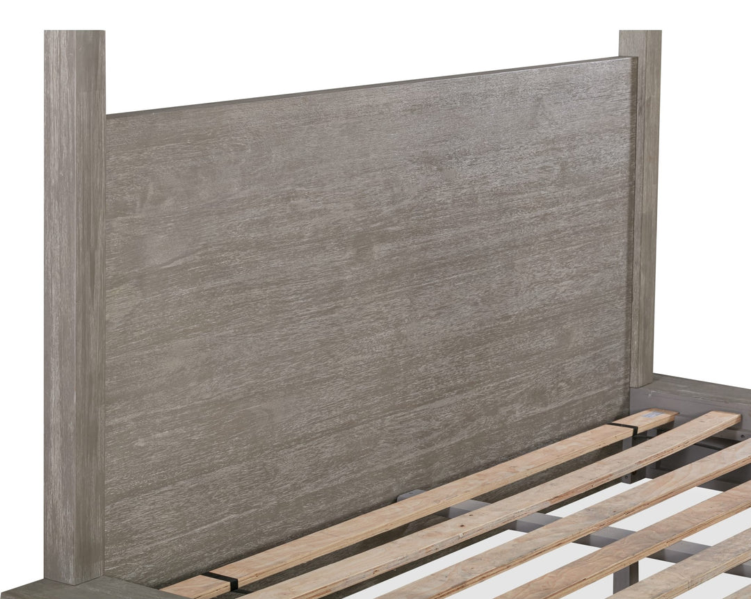 Melbourne Wood Canopy Bed in Mineral — close-up of the headboard panel