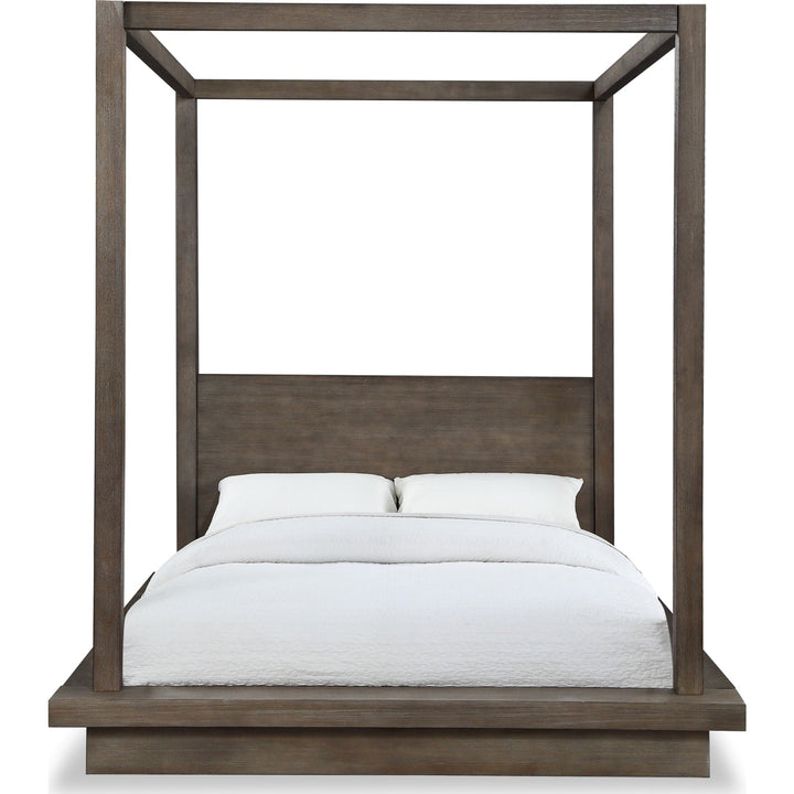 Melbourne Wood Canopy Bed in Dark Pine — white background, front view