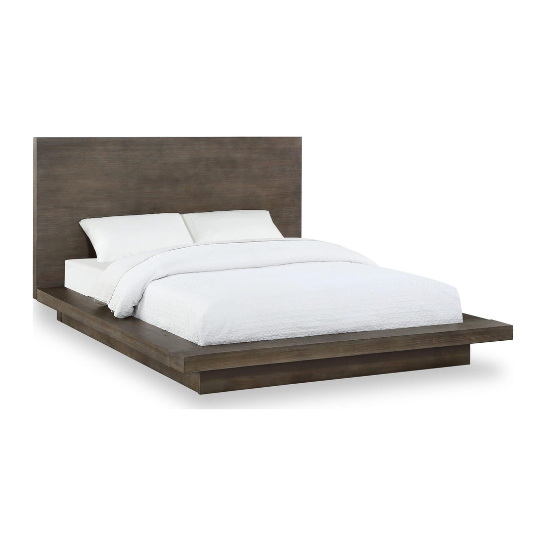 Melbourne Wood Platform Bed by Modus in Dark Pine — white background, angled view
