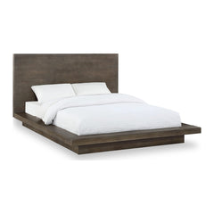 Melbourne Wood Platform Bed by Modus in Dark Pine — white background, angled view
