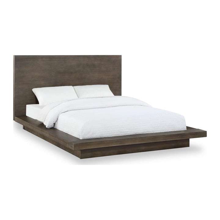 Melbourne Wood Platform Bed by Modus in Dark Pine — white background, angled view